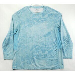 Realtree Shirt Mens 2XL Blue Fishing Stretch Wave Camouflage Crew Neck Pullover